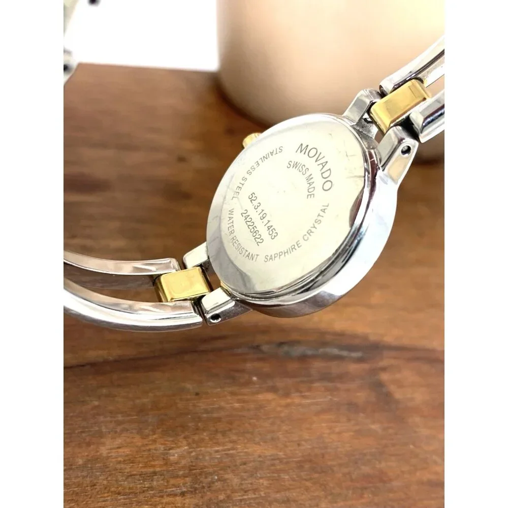 Movado Women's Watch 0606893 Amorosa Black Dial Swiss Quartz Two Tone Steel 24mm